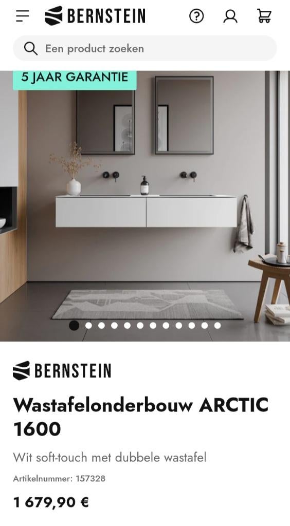 Meuble de salle de bain blanc brillant de 160 cm, Maison & Meubles, Enlèvement, Neuf, 150 à 200 cm, Meuble lavabo