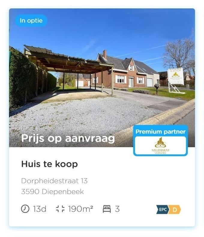Ruime 3-Slaapkamerwoning Diepenbeek, Immo, Huizen en Appartementen te koop, 500 tot 1000 m², Vrijstaande woning, 3 kamers, 190 m²