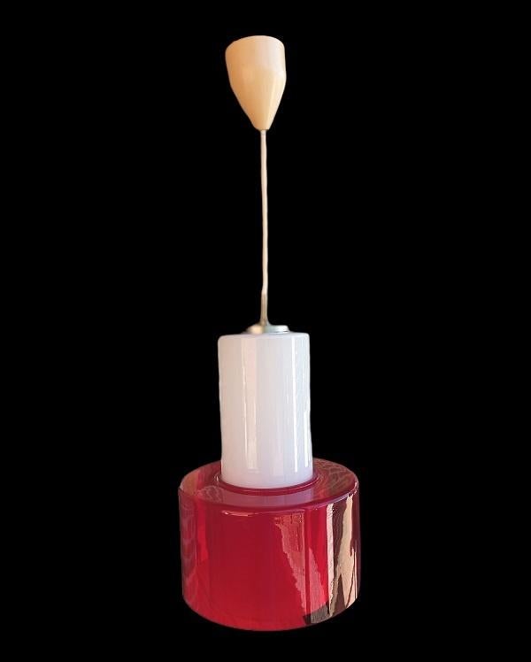 60's Peill & Putzler glazen hanglamp, Huis en Inrichting, Ophalen, Gebruikt, B, Glas