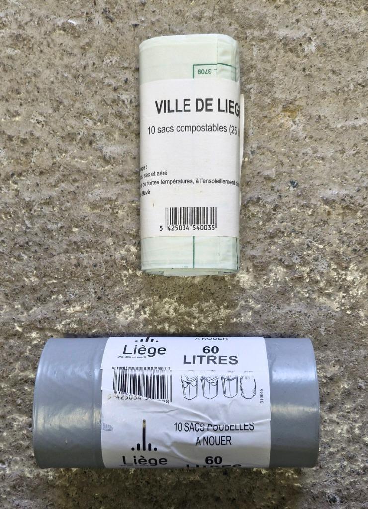 Sacs poubelles (gris 60L & vert 25L) - Ville de Liège - Pack, 40 litres ou plus, Enlèvement ou Envoi, Neuf