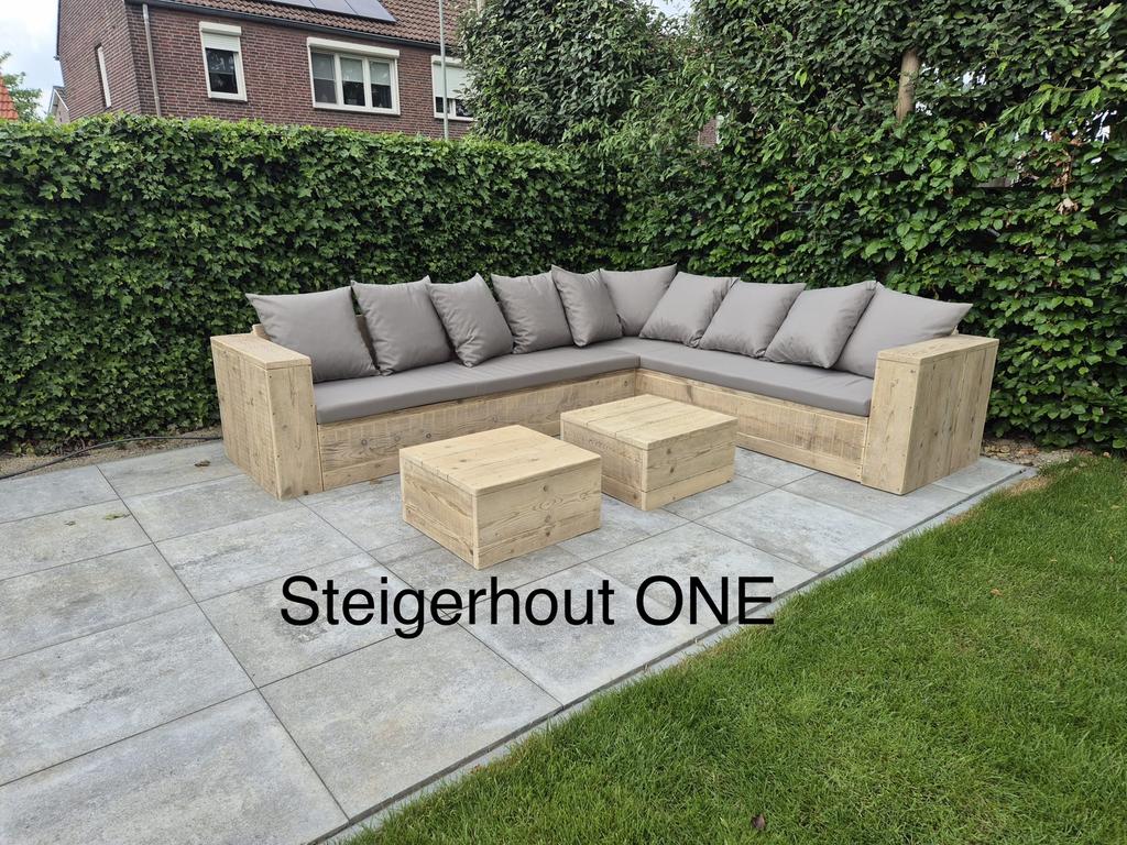 Steigerhout Tuinmeubelen Hoekbank Alle maten Actie, Tuin en Terras, Tuinbanken, Nieuw, Hout, Ophalen of Verzenden
