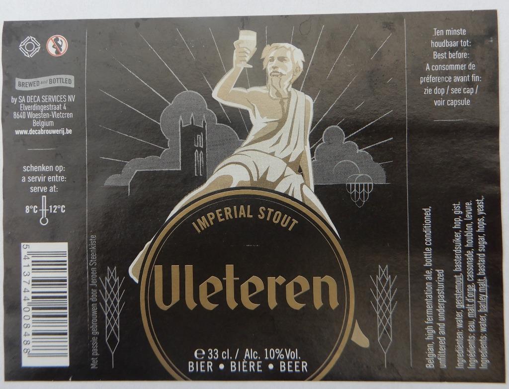 Bieretiket Vleteren Stout Br. AS DECA Services (9f2), Verzenden, Gebruikt