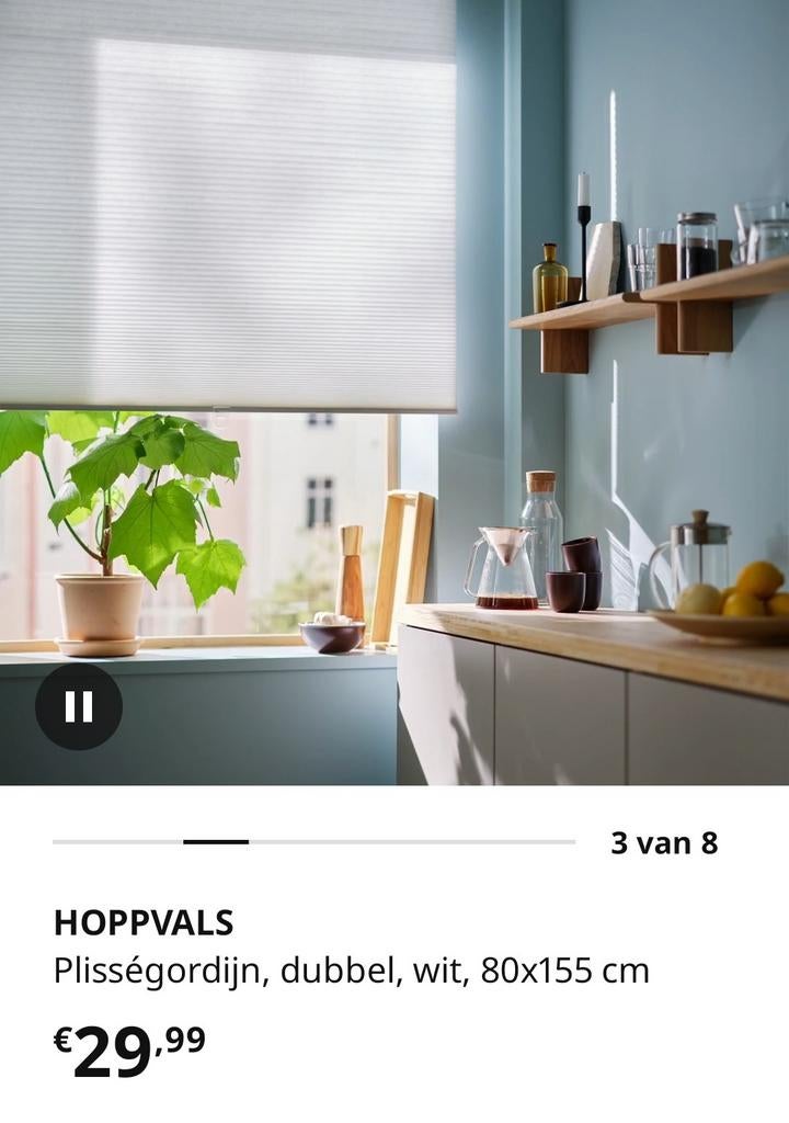 Hoppvals ikea gordijn 3 stuks, Huis en Inrichting, Stoffering | Gordijnen en Lamellen, Ophalen, Wit