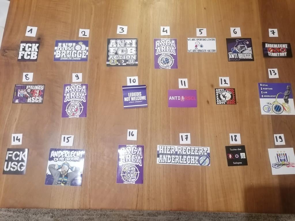 Stickers Rsca Anderlecht 170 verschillende, Ophalen of Verzenden