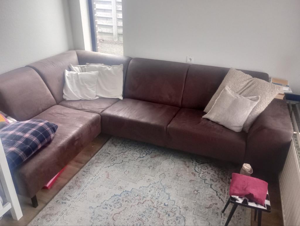 Linkse hoekbank Cognac - Noud Leenbakker, Huis en Inrichting, Zetels | Complete zithoeken, Ophalen