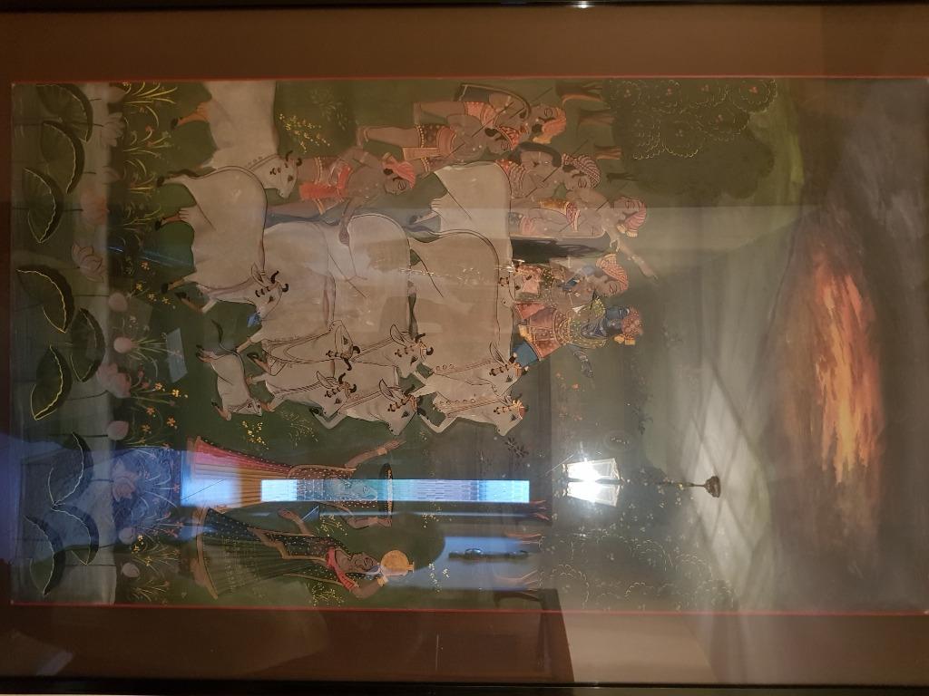 Thangka pigment op doek indie, Ophalen