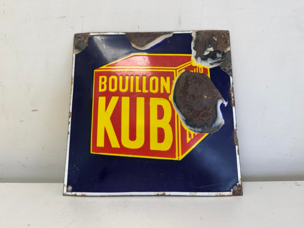 KUB oud emaille reclamebord, Ophalen of Verzenden