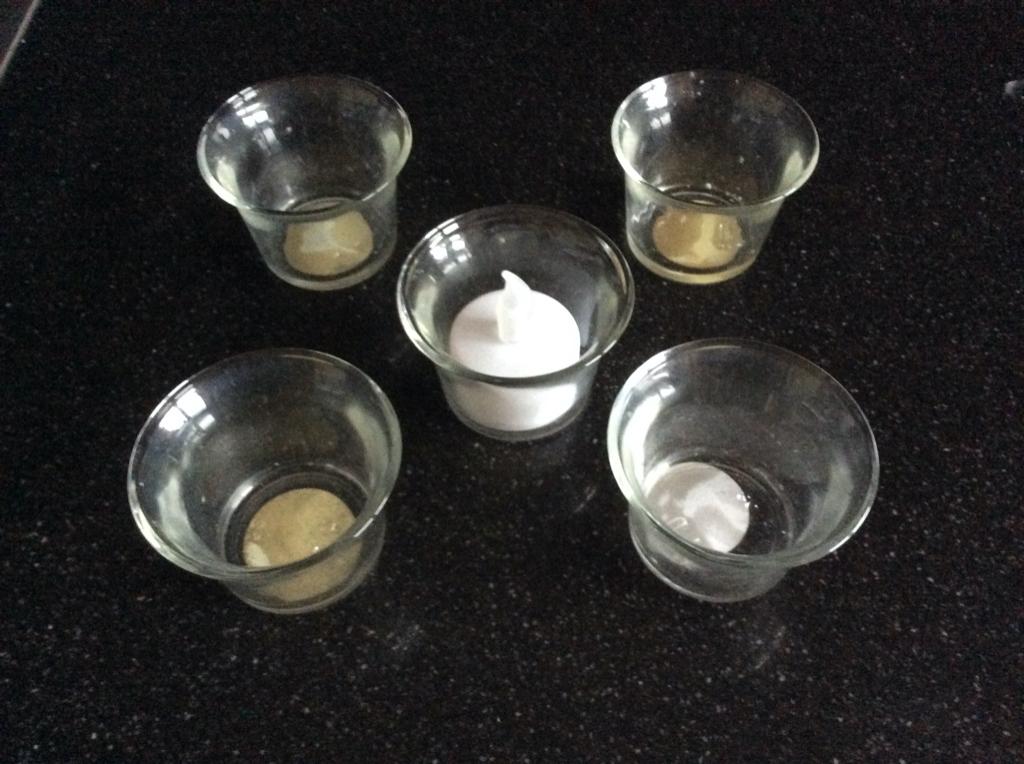 5 Glaasjes voor theelichtjes in te plaatsen, Ophalen, Nieuw