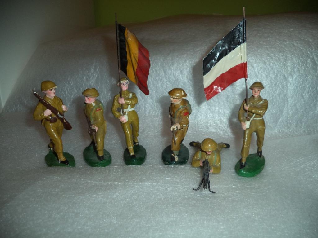 Nazaire Beeusaert a lot 6 soldats, porte-drapeaux, tireurs., Antiquités & Art, Antiquités | Jouets, Enlèvement ou Envoi