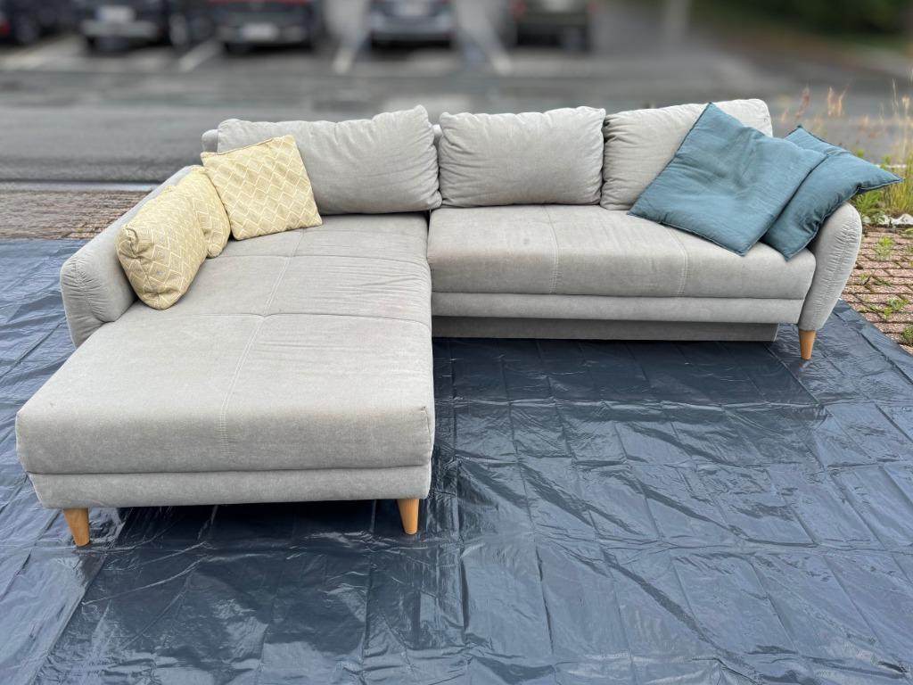 Canapé d'angle avec fonction de couchage et compartiment d, Enlèvement, Utilisé, Tissus