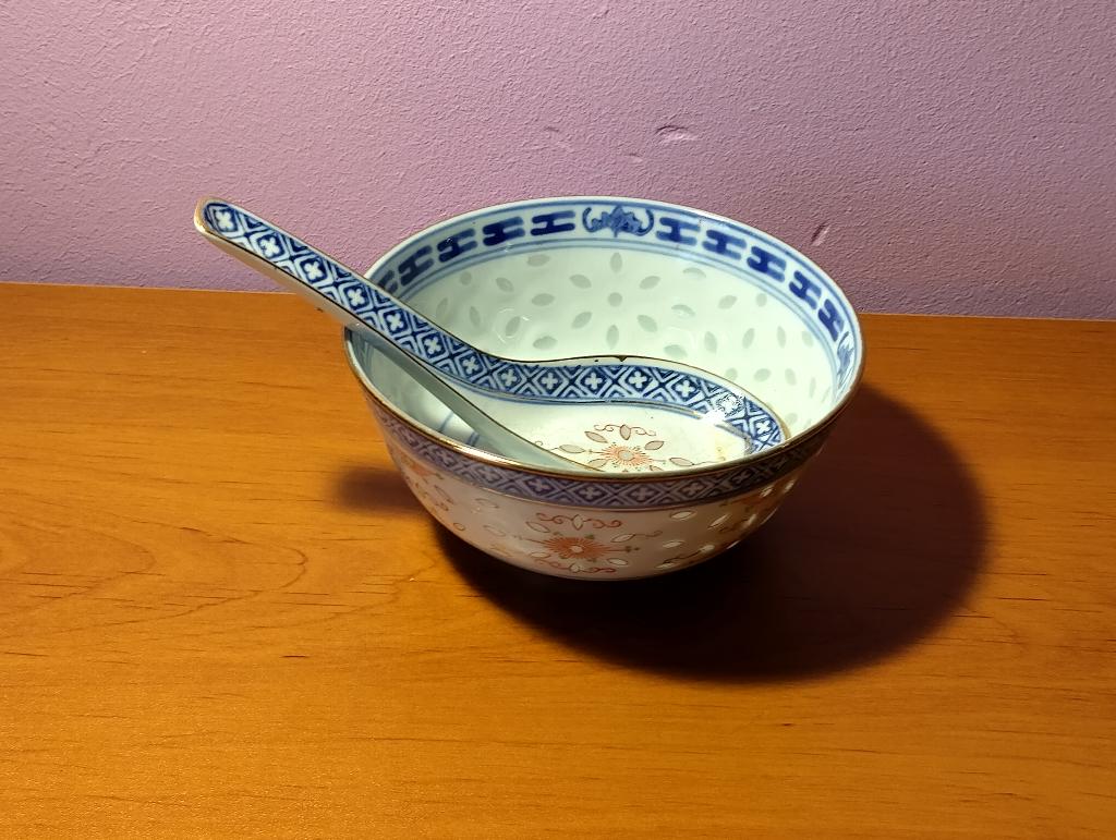 1 kom Chinese rijst + lepel, Ophalen, Zo goed als nieuw, Kom(men)