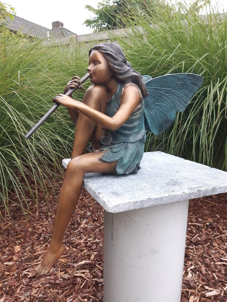 Bronzen elfje / fee 60 cm h, ruime keuze bronzen tuinbeelden, Ophalen of Verzenden, Nieuw, Overige materialen, Engelenbeeld