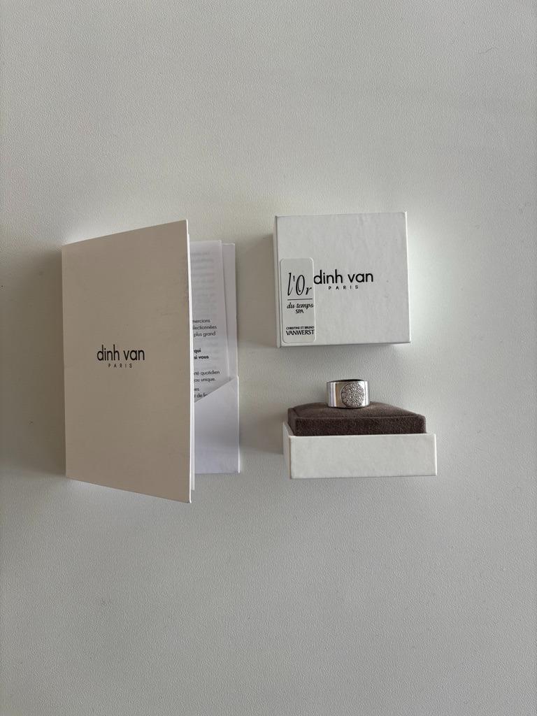 Bague Dinh Van Pulse Anthéa or blanc et diamants T53, Handtassen en Accessoires, Ringen, Zo goed als nieuw, Dame, Zilver, Goud
