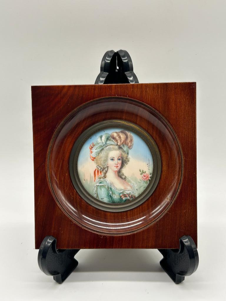 Gesigneerde miniatuur geschilderd op ivoor Marie-Antoinette, Antiek en Kunst, Ophalen of Verzenden