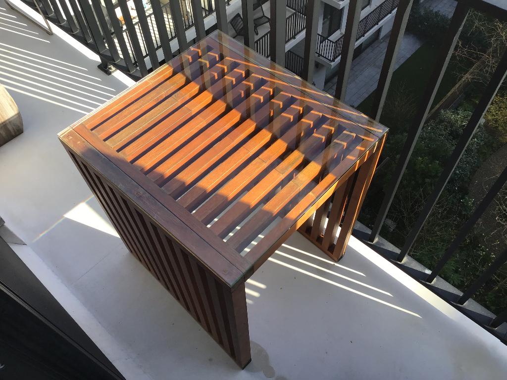 Exclusief houten terras/tuin tafeltje, Ophalen, Gebruikt, Vierkant, Hout