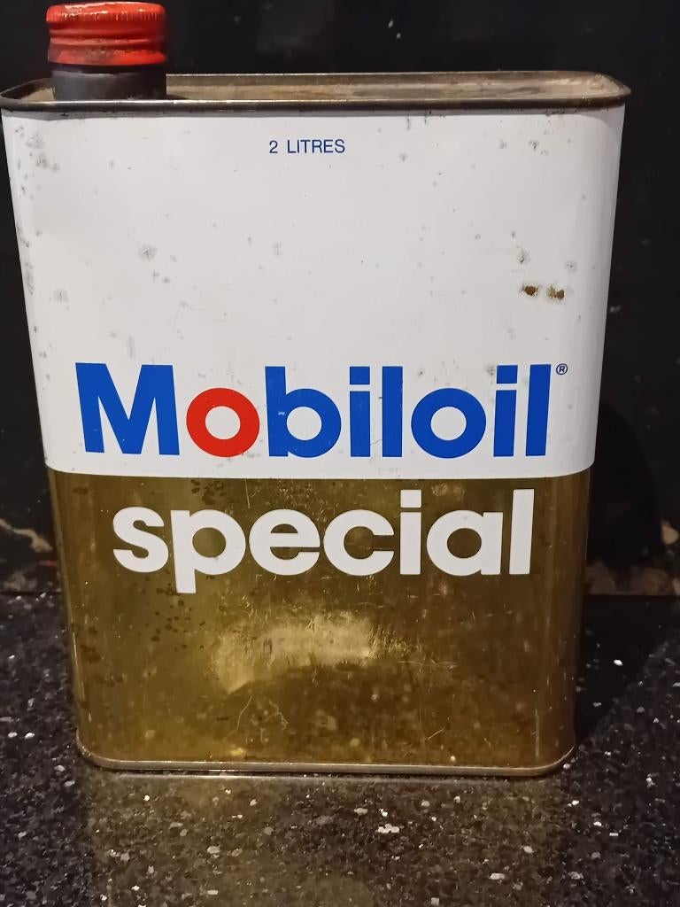 Vintage olieblik MOBILOIL SPECIAL, Verzamelen, Ophalen of Verzenden, Gebruikt