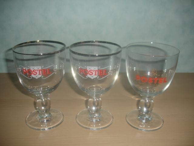 Bierglas Postel, 33cl Abdijbier, 3 stuks aan € 1,50 stuk., Ophalen of Verzenden, Zo goed als nieuw, Glas of Glazen, Overige merken