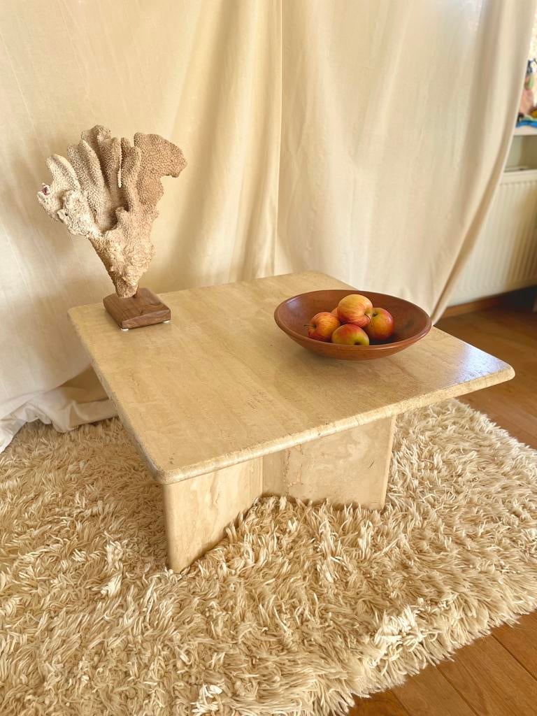 Travertin salontafel design jaren 70, Ophalen, Zo goed als nieuw