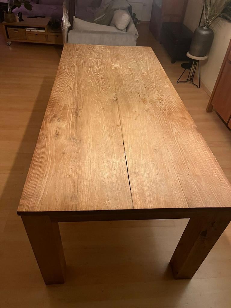 Robuuste Teak tafel, 220L/97B/80H., Ophalen