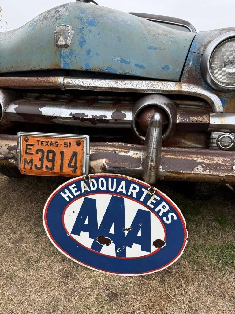 Dubbelzijdig emaille, American Automobile Association (AAA)., Ophalen of Verzenden, Gebruikt, Reclamebord