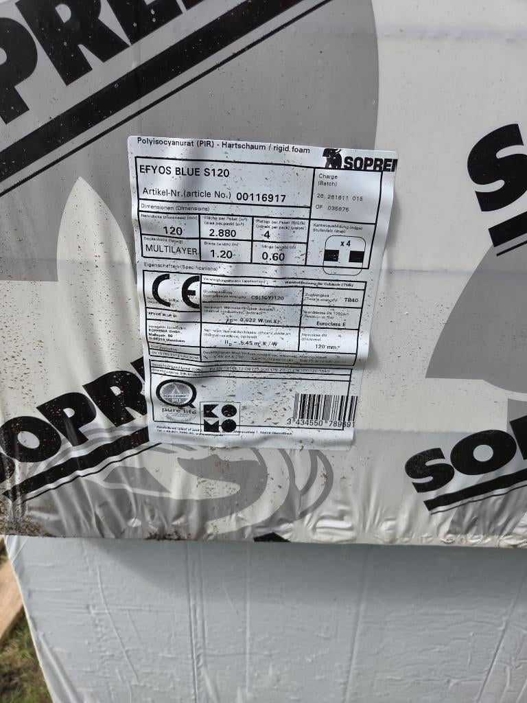 Isolatie Pir 12cm in totaal 13m2 platen, Bricolage & Construction, Isolation & Étanchéité, Neuf, Isolation de toiture, 10 à 15 m²