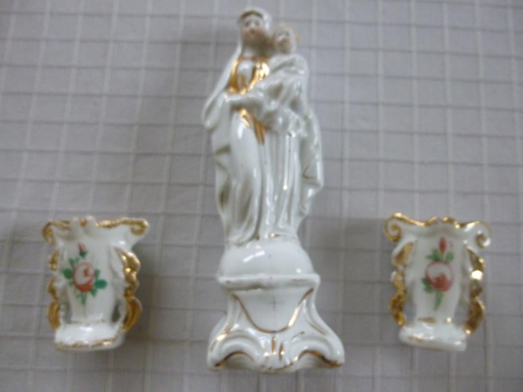 oude olv met 2 vaasjes vieux paris porselein, Ophalen of Verzenden