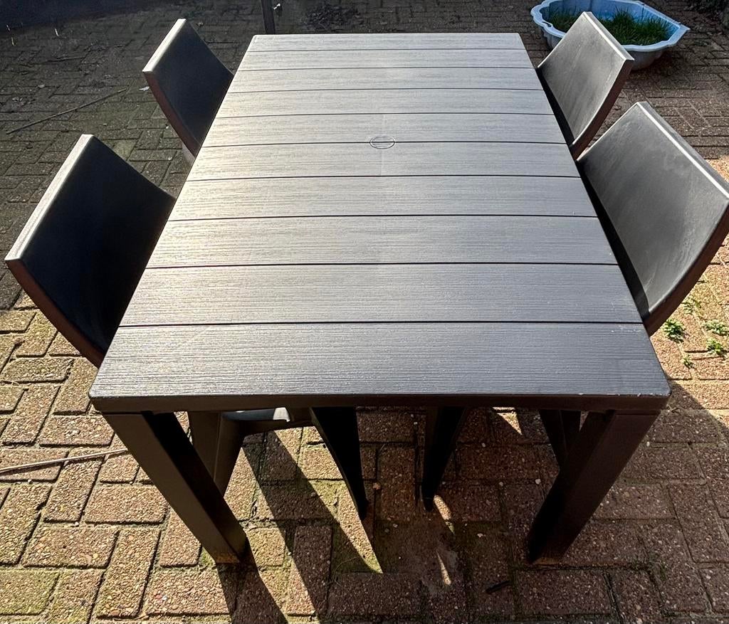 Tuintafel + 4 stoelen, Tuin en Terras, Tuintafels, Ophalen, Nieuw