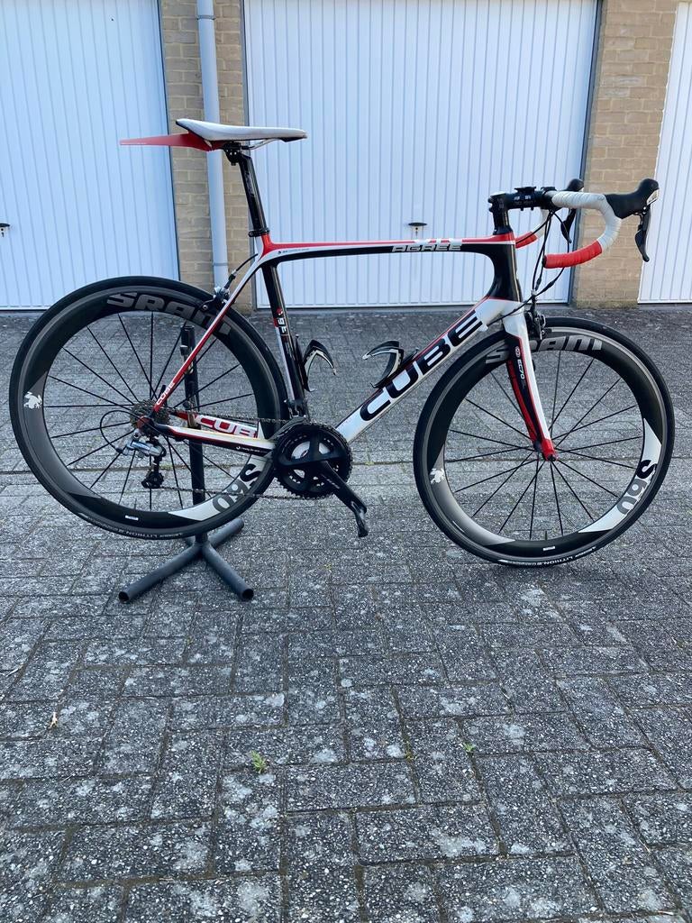Koersfiets CUBE GTC Pro heren Rood/wit Full carbon, Fietsen en Brommers, Gebruikt, Carbon, 10 tot 15 versnellingen, Heren