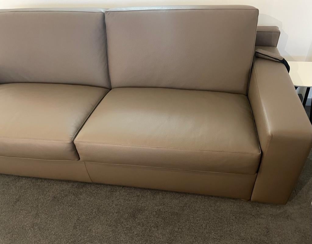 Slaapbank pol74, leder, electrische opening, 160cmx200cm, Huis en Inrichting, Slaapkamer | Slaapbanken, Grijs, Ophalen of Verzenden