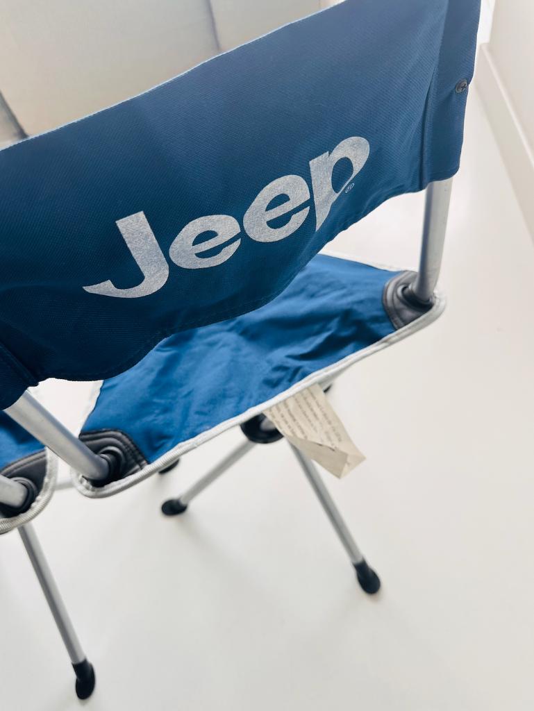 2 Kampeer stoelen - driepootkruk Jeep - collector's item, Ophalen, Zo goed als nieuw, Blauw, Twee