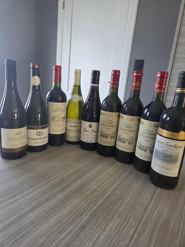 Lot de 9 bouteilles de vin, Collections, Enlèvement