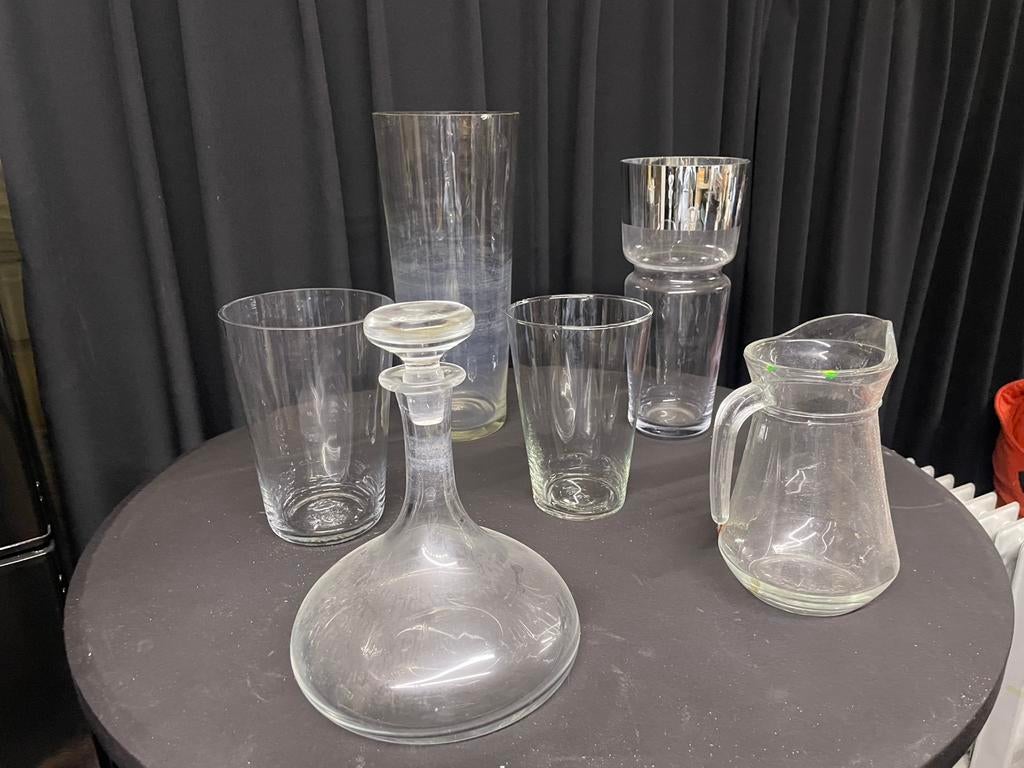 Set glazen vazen 4 stuks en 2 karaffen, Enlèvement, Utilisé