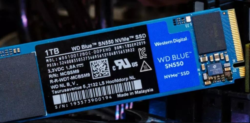 WD Blue SN550 M.2 NVMe SSD van 1 TB, Computers en Software, Harde schijven, Ophalen, Intern, Western Digital, SSD