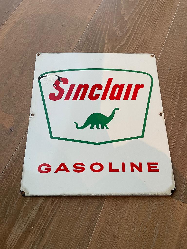 Oude reclame Sinclair - emaille, Verzamelen, Ophalen of Verzenden, Gebruikt, Reclamebord