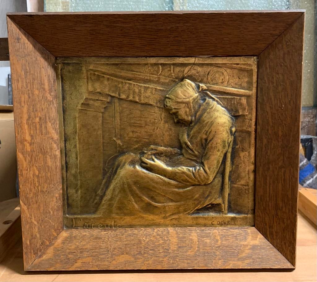 Antieke vergulde gipslijst „l’aïeule ” G.Devreese, Ophalen