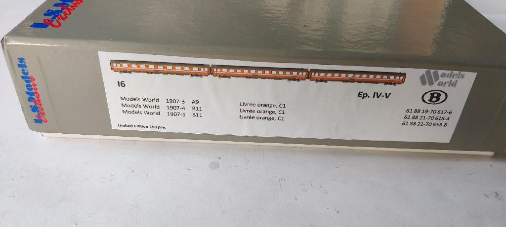 MW1907 set 3 rijtuigen I6 oranje, Overige merken, Treinset, Gelijkstroom, Nieuw