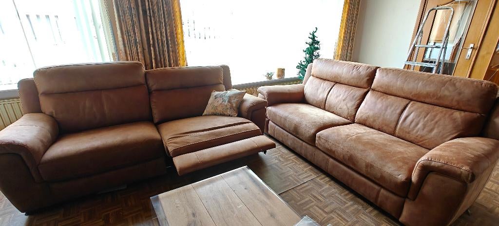Assise en cuir cognac, Maison & Meubles, Canapés | Salons, 200 à 250 cm, Banc droit, Comme neuf, Enlèvement