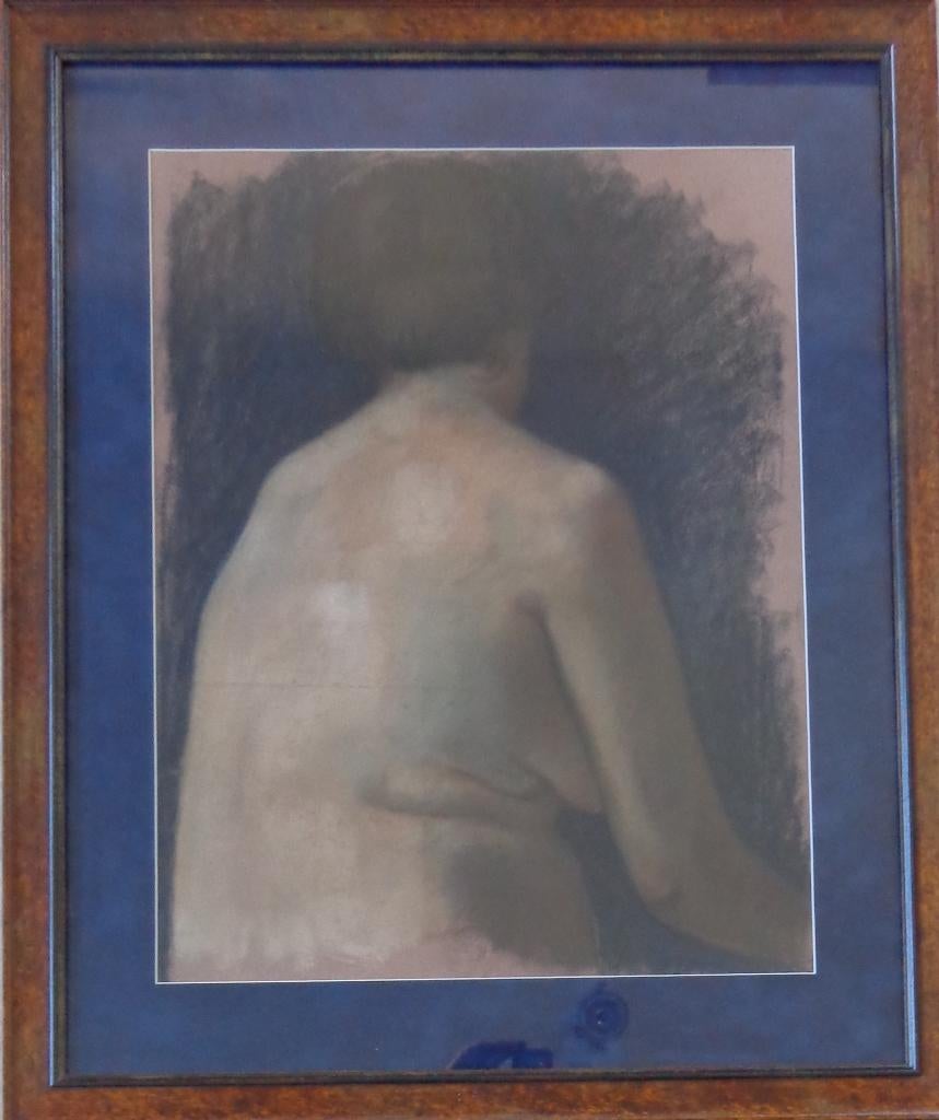 ONBEKEND / RUGGELINGS NAAKT / ORIGINEEL WERK / 83x69cm KADER, Enlèvement