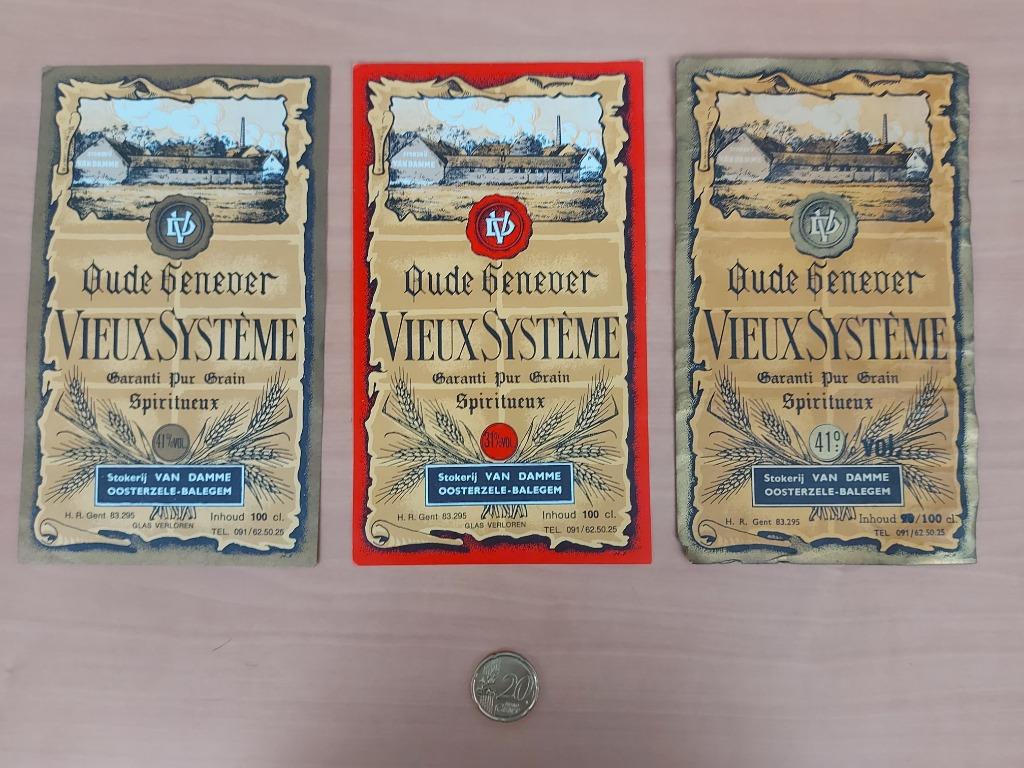 3 anciennes étiquettes Van Damme Oosterzele Balegem, Collections, Marques & Objets publicitaires, Enlèvement ou Envoi, Utilisé