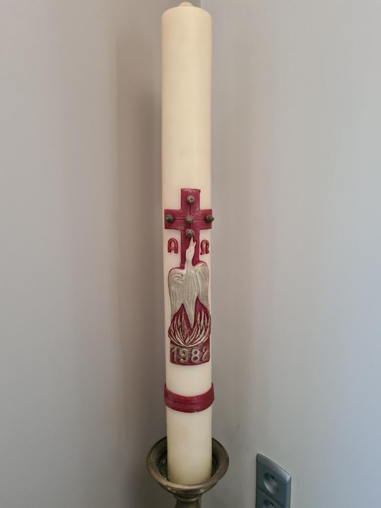 Paaskaars 17 jaartal 1982 grote kaars, Ophalen, Overige materialen, Nieuw, Crème