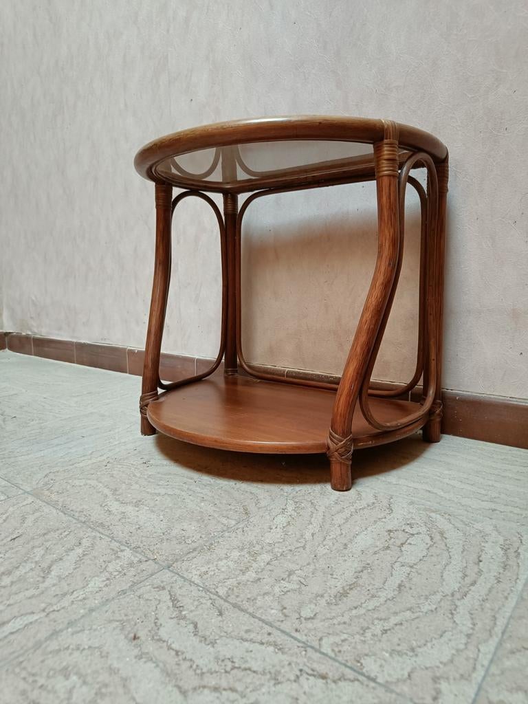 Vintage rotan/ bamboo wandtafel / bijzettafel, Enlèvement, Comme neuf