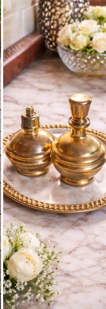 Lot de 2 flacons parfum en verre doré