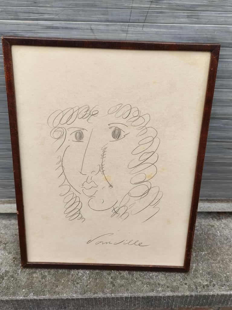 Dessin signe Roger somville, Antiquités & Art, Enlèvement ou Envoi