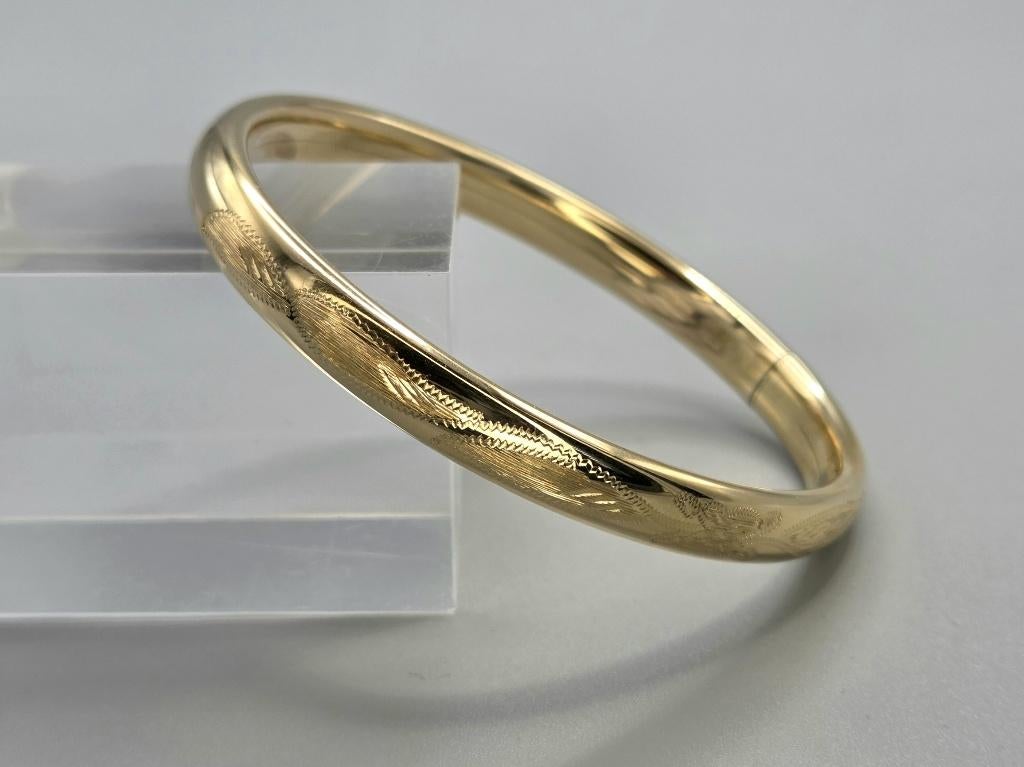 Gouden bewerkte slavenarmband dopsluiting. 2026/88, Ophalen of Verzenden, Zo goed als nieuw, Goud, Goud