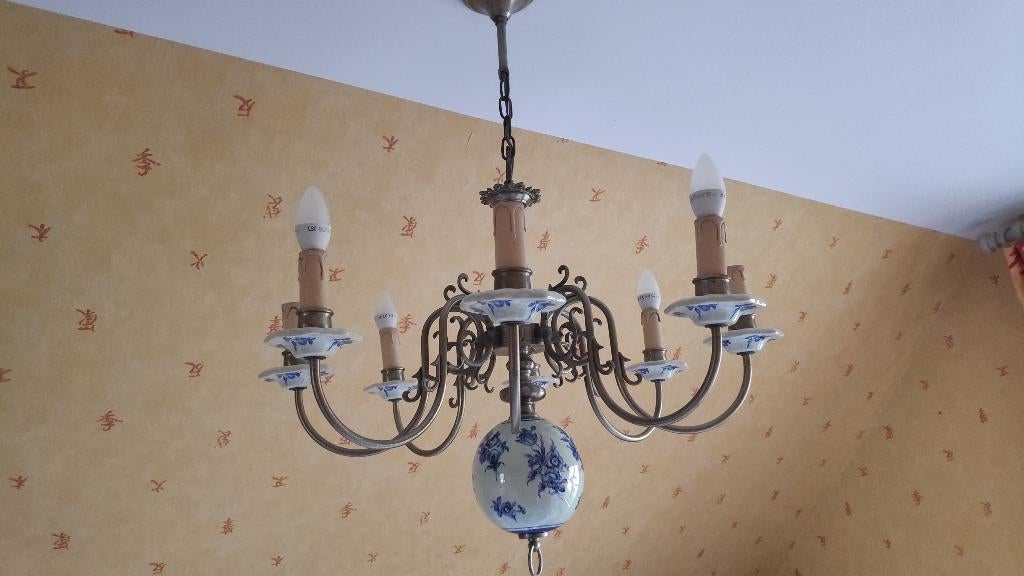 luster   delfts, Huis en Inrichting, Lampen | Kroonluchters, Ophalen, Gebruikt