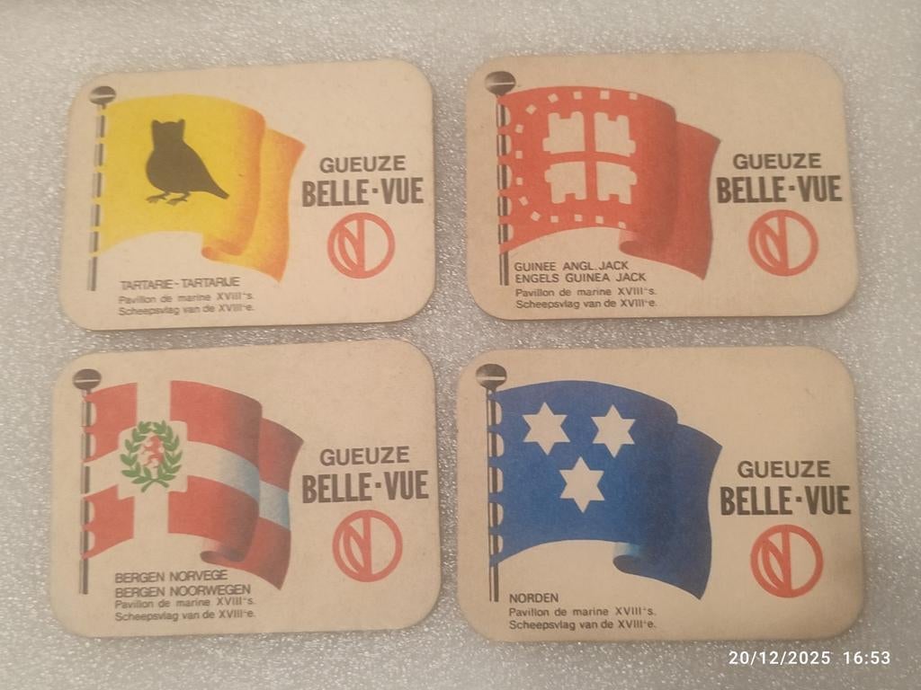 19 oude GUEUZE BELLE-VUE onderzetters., Ophalen of Verzenden, Zo goed als nieuw, Viltje(s), Overige merken