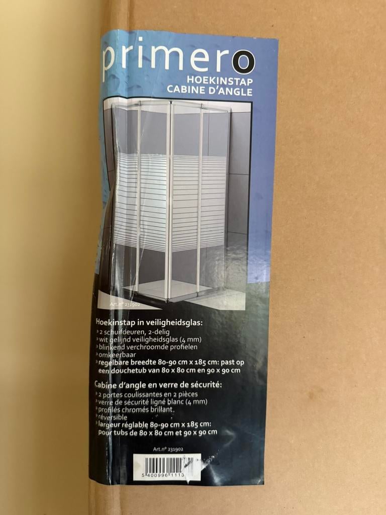 Douchekabine met schuifdeuren chroom 90x90, Doe-het-zelf en Bouw, Ophalen, Chroom