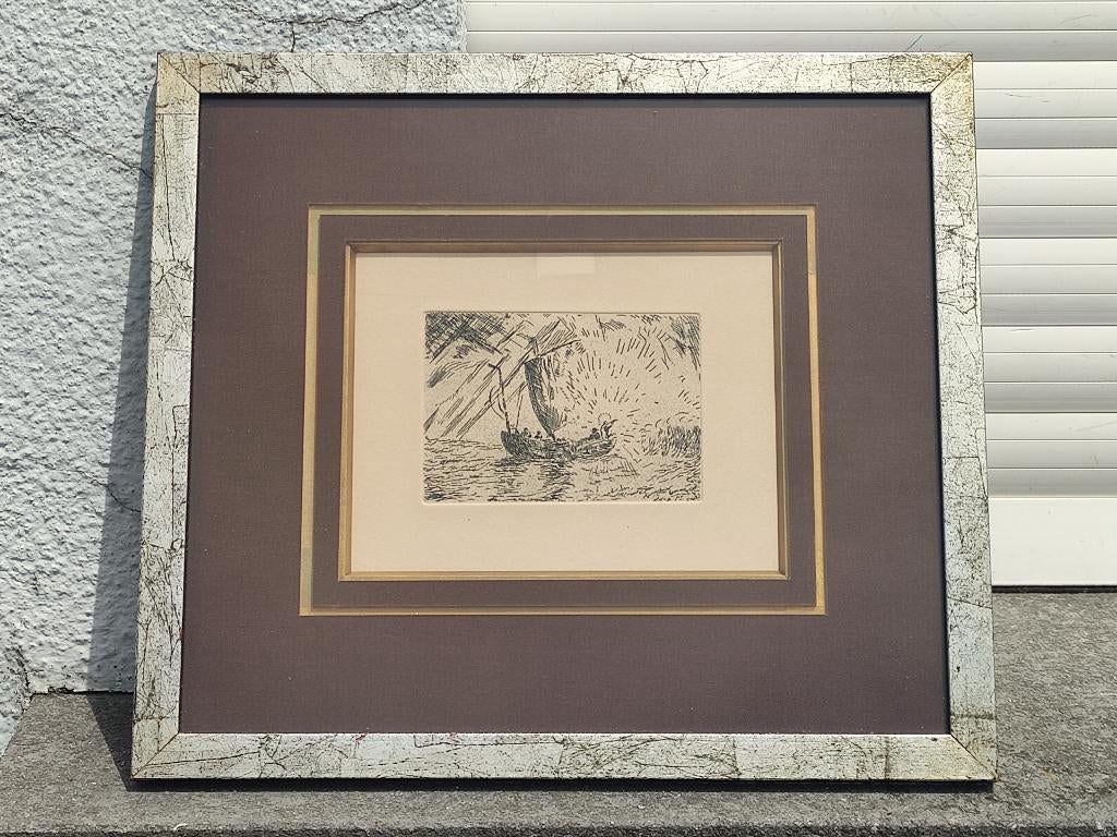 eau forte marine signe james ensor, Antiek en Kunst, Kunst | Etsen en Gravures, Ophalen of Verzenden