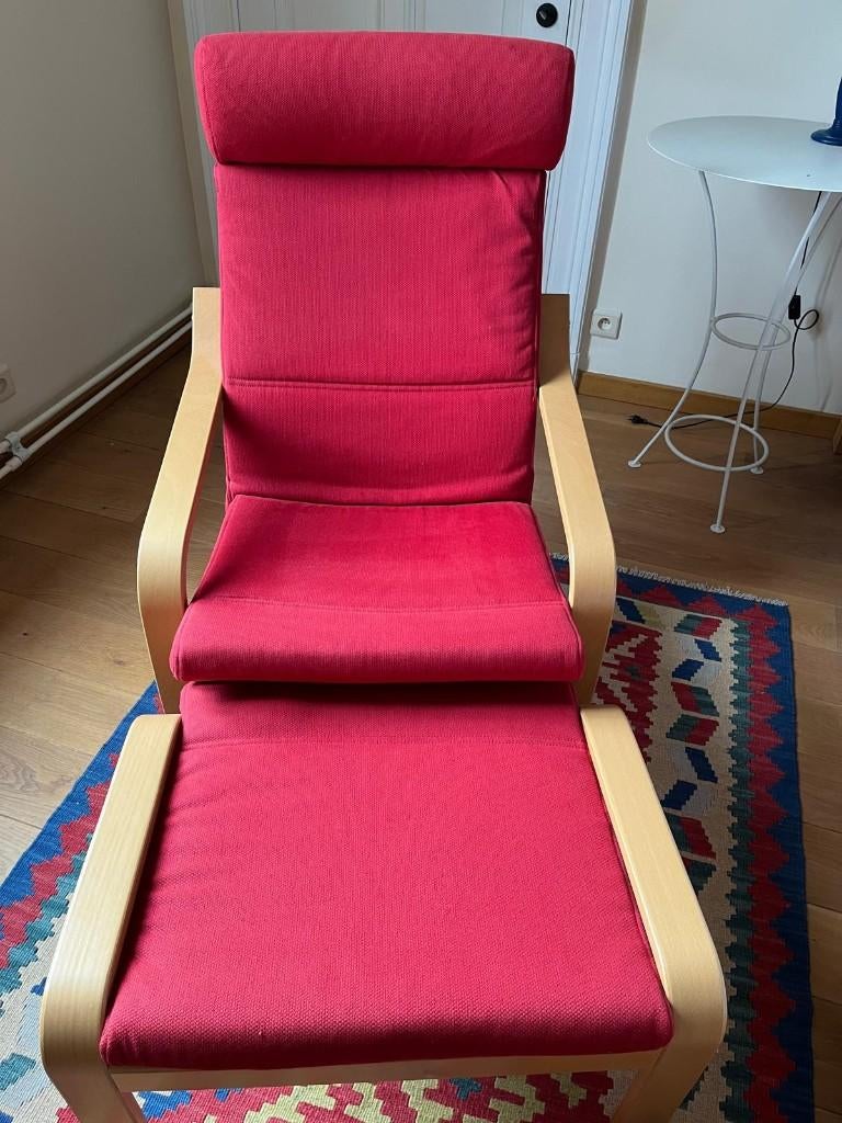 Fauteuil et Repose-pieds  IKEA  POÄNG, Enlèvement, Comme neuf