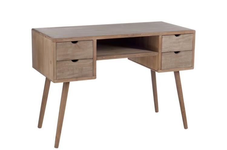 Bureau style scandinave en bois naturel  J-line, Enlèvement, Comme neuf